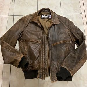 Vintage Schott N.Y.C. Distressed Leather Bomber Jacket 38